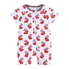 Estate Natale Pagliaccetti per bambini Cute Neonato Ragazza Casual Pantaloncini a maniche corte Babbo Natale alberi pupazzo di neve stampato cerniera Tute abbigliamento bambino M3818