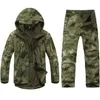 TAD Gear Tactical Softshell Camouflage Jacket Set Men Army Windbreaker Waterproof Hunting Clothes Camo Military andPants 211217