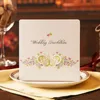 (50 pezzi/lottp) Carta di invito a nozze con farfalla pop-up in stile coreano stampabile Personalizza carte di matrimonio bianche IC026