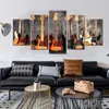 5 Panels Modern Home Docor Guitars Violin Posters And Prints Canvas Painting Wall Art Pictures For Living Room Wall Decoration