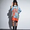 [XITAO] otoño moda de Corea nuevo cuello redondo manga larga vestido suelto mujer media manga volantes dibujos animados por encima de la rodilla vestido KZH432 210409