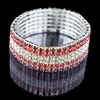 Högkvalitativ mode 6 Row Wide Stretch Crystal Armband Bangles 5 Färger Armband för Kvinnor Smycken Tjej Barnarmband Q0719