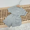 Été Enfants Costume Garçons Casual Outing Vêtements Grand Costume De Poche + T-Shirt Shorts Enfants Costume Ensemble X0802