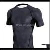 T-shirts Tees s Mens Kläder Apparel Drop Leverans 2021 Man Träning Leggings Fitness Sport Gym Running Yoga Athletic Shirt Top Bodybuildi