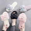 Winter Fashion Women Home Slippers Warm Shoes Woman Slip on Flats Silk Bowtie Ladies Fur Slides Plus Size wholesale 211110