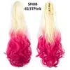 Garra Clip en extensiones de cola de caballo largo ondulado Ombre pieza de cabello sintético cola de Pony falso postizo para mujeres niñas rosa púrpura