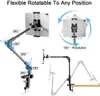 Tablet Stand Holder with 360° Phone iPad Tripod Mount, 27in Long Arm Webcam Stand Projector Camera Mount for Desk, Fit