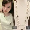 Long sweater chain women's autumn and winter rose gold electroplating four-leaf clover double pearl necklace GC811