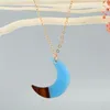 Pendant Necklaces 1PC Bohemia Unique Resin Wood Moon Necklace Fashion Simple Crescent Geometric Chain Choker Jewelry Gifts N2802394453