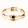 Новый модный римский цифровой дизайн черный камень браслет браслеты для женщин мужчины, выдолбленные дизайн открытые браслеты для мужчин Q0719