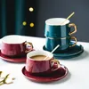 Creative Porcelain with Saucer and Spoon Ceramic Coffee Mug Tea Cup Set Drinkware Breakfast Milk