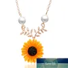 Fashion Sunflower Choker Necklace For Women Cute Flower Pearl Pendant Lady Girls Party Jewelry Accessories Gift New Charm Factory price expert design Quality