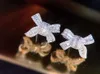 Custom Trend Jewelry Wedding Earings for Women 2021 Natural Diamond Setting Bow Shape 18K Gold Earring3596208