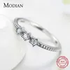 100% vero argento sterling 925 vintage stelle Clear CZ impilabile anello di barretta per le donne fascino moda gioielleria raffinata Bijoux 210707