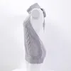 애니메이션 운명 세이버 패션 패션 섹시 여성 코스프레 의상 등이없는 처녀 킬러 스웨터 터틀넥 오픈 가슴 중공 니트 풀오버 스웨터