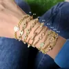 Bracciale Argento Moda Oro 18k Micro Pave Curb Cubano Graffetta Spilla da balia Catena a maglie Braccialetti a corda incrociata regolabili per ciondoli da donna