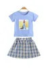 Zestaw odzieży dla dziewcząt 2021 Nowy letni ubrania dla dzieci płaszcz dla dzieci Koszula Aktywne zestawy 2 sztuki dwa kolory w kratę Rozmiar 414 LY3696117225