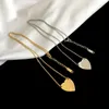 Projektant mężczyzna kobiet wisiorek z miłością naszyjniki 316L tytanowe serce ze stali grawerowany naszyjnik listowy 18K platerowane złotem biżuteria 3 kolor