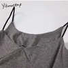 Yitimuceng нерегулярные спагетти ремешок платья женщин летом рухнутые голые плечо сексуальные высокие талии сарафардица корейский мода 210601