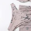 Damenbadebekleidung Sexy Tie-Dye-Badeanzug 3-teiliges Mesh-Bikini-Set Dreieck-Micro-String-Halter Frauen-Badeanzug mit niedriger Taille # G3