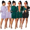 Automne est Flare Manches Moulante Mini Bandage Robes Femme Party Night Club Sexy Rétro Robes Vente 210525
