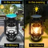 Protable Solar Camping lights LED Vintage Lantern Outdoor Hanging lamps Metal Antique USB Charging Light for Garden Yard Decor Hiking