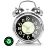 Autres horloges Accessoires Rétro Réveil numérique Métal Silencieux Batterie sans tic-tac Bureau Quartz Voyage avec rétro-éclairage pour chambre à coucher