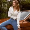Commute turndown collar short women Long sleeve with buttons female tops blouse High street style ladies shirt 210414