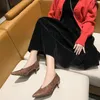 Sukienka Buty Koreańska wersja wskazywanego V-Neck Stiletto Pojedynczy Niski Heeled Retro Grandma 2022 Wiosna wzór krokodyla