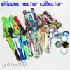 Fumer des kits de nectar de silicone concentrent des tuyaux de fumée narguilés avec 14mm GR2 Pointe en titane Pointes de quartz Dab Straw Oil Rigs DHL