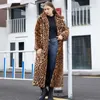 Zadorin Yüksek Sokak Leopar Baskı Uzun Faux Kürk Ceket Kadınlar Için Fuzzy Ceket Kış Tavşan Peluş Palto ve Ceketler 211129