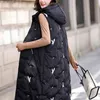 Dames Winter Lange Vesten Mouwloze 5XL Plus Size Black Down Cotton Jassen Vrouw Oversized Warme Jassen Vest voor Vrouwen 210819