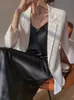 Blazer de oficina para mujer, blazer blanco ajustado con muescas, trajes de mujer, chaqueta de trabajo a la moda 210608