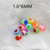 500 adet / grup Piercing Takı - Renkli Kalp Akrilik Topları Bir Delik Yedek Dil / Göbek / Meme Gövde Piercing 1.6gx6mm