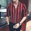 Casual shirts voor heren 2022 Striped shirt Slim Fit korte mouwen Men Dress streetwear kleding Camisas HOMBRE plus maat S-5XL ELDD22