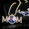 Regalo per la festa della mamma MOM Pendente personalizzato per collana Po Memory placcato oro argento con catena da tennis in corda230T