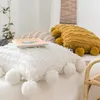 Capa de almofada sólida tampa floral borla quadrado fronha branco amarelo amarelo decoração home sofá pompon 45x45cm 210423