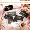 black with gold letters Adhesive Stickers Greeting Cards 120pcs black Thank You For your order 50mm*88mm for supporting my small business