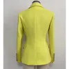 HIGH STREET Fashion Classic Designer Blazer Jacke Damen Löwe Metallknöpfe Zweireihig Gelb Außen 210930