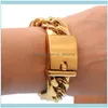 Link, armbanden sieraden16 mm breed gepolijst 316L roestvrij staal Gold Tone Cuban Curb Chain Heren Bracelet 7 "-11" Hip-Hop Jewelry groothandel DRO