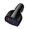 Cargadores rápidos 3.0 Cargador de coche Carga 3 puertos USB Adaptador de cargador rápido para teléfono móvil para Huawei Samsung