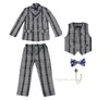 Boy's Outfits Sets Clothes Kids Boys Clothing Set Vest outwear Shirt Pant bow tie brooch Children Gentleman Suit Gird Striped Wedding Piano performance Suits X016