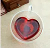 180 ml/240 ml coeur amour en forme de thé bière tasse jus tasse tasses à café tasse cadeau Double paroi tasse en verre résistant à la chaleur