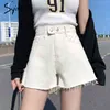 Tofs hög midja shorts för kvinnor jean korta kvinnor sommar denim ben hajuku plus storlek gata stil mode koreanska shorts 210417