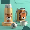 Smart children's thermos water Tumblers 316 stainless steel cartoon cute holder child cup with lion straw cups high-value