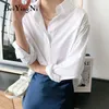 Beiyingni vintage camisas de algodão feminino liso casual solto coreano manga longa blusas mulheres plus size harajuku chique elegante tops 210715