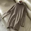 Sweater Cashmere Femmes Turtleneck Pull en laine tricotée longue en vrac épais de mode chaude occasionnel pour femmes 210918