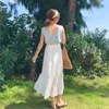 PERHAPS U White Green A Line Maxi Long Skirt High Street Empire Vintage Retro Summer S0054 210529