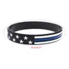 Bracciale in gomma siliconica con strisce di stelle e bandiera USA, sottile cinturino rosso blu bianco con linea regalo