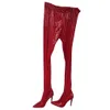 Womens Handmade High Heel Waist Pants Boots Real Pictures Sexy Pointed-toe Large Size US5-15 Evening Club Party Prom Fashion Winter Long Boots Red Shoes D401-3